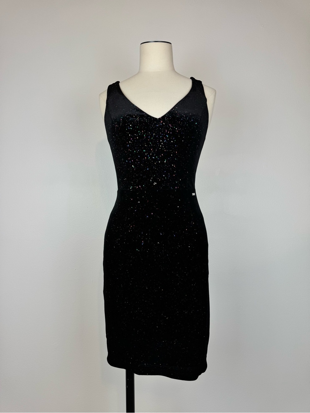 Armani Exchange Sparkle Fitted Body-con Velvet Confetti Mini Dress size XS